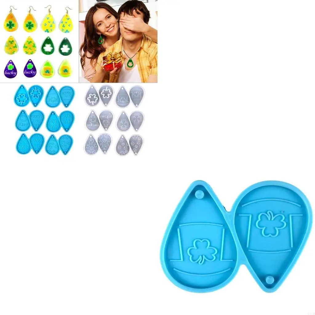 

Clover Jewelry Casting Mold Tear Drop Shape Silicone Pendant Resin Molds with Hanging Hole Jewelry Making DIY Craft Tool