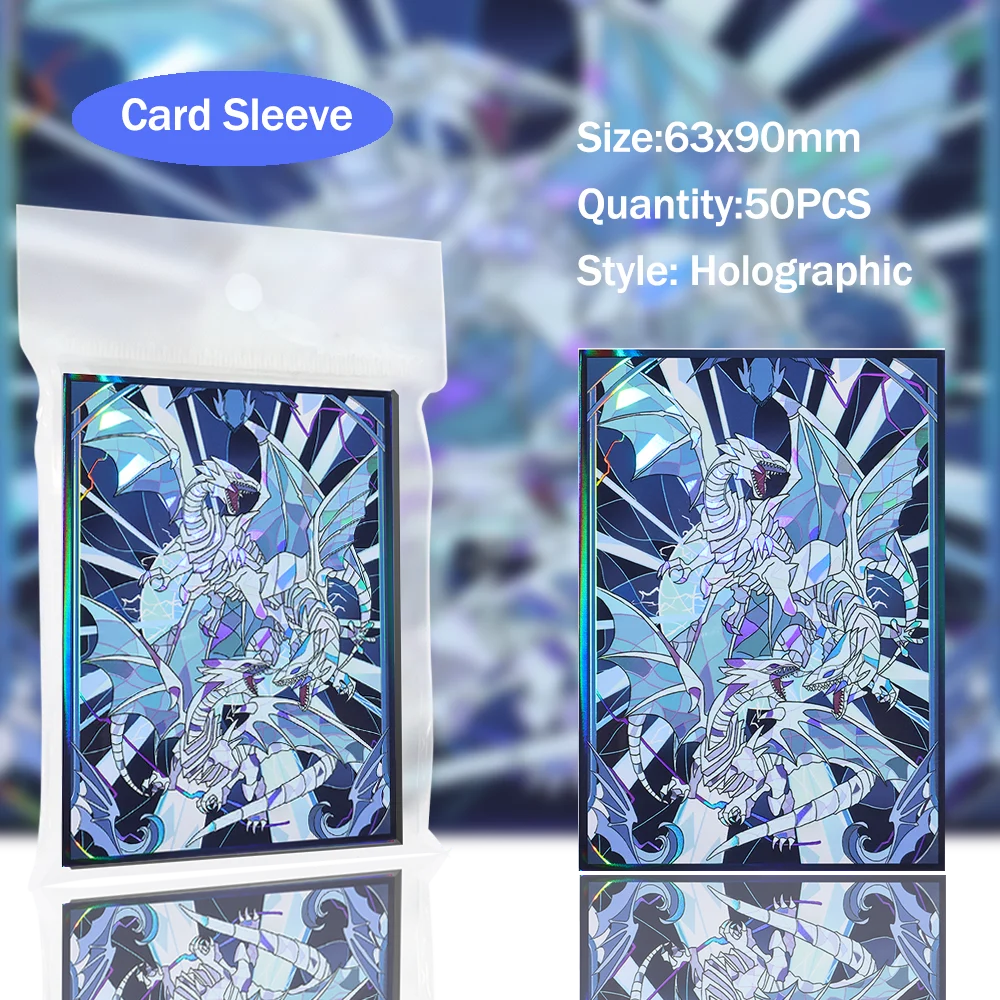 50 PCS 63x90mm Dragon Starry Stained Glass Card Sleeve Toploading Holo Japanese Sizes Card Sleeve Protectors for YGO view 2