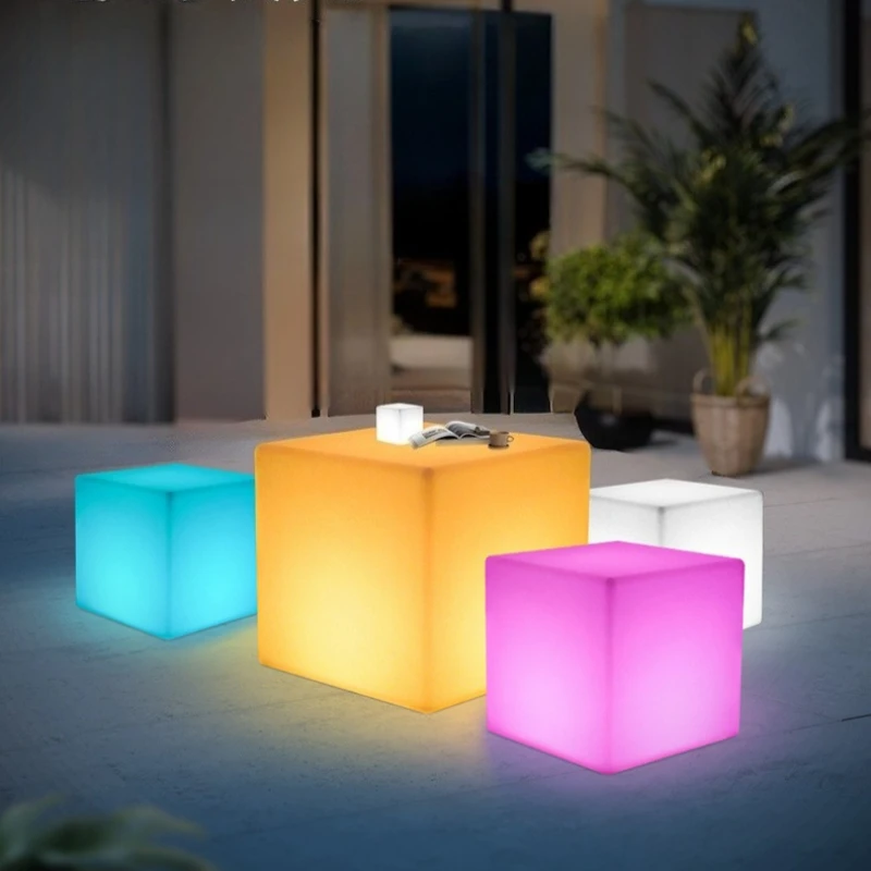 

Nordic Modern PE Material Floor Lamps Creative Cube Standing Lights Bedroom Foyer RGB Led Lighting Lustre Restaurant Bar Stool