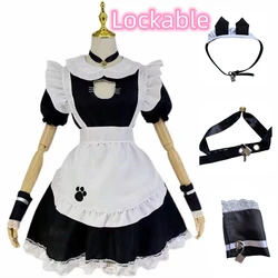 BDSM Restraint Outfit Lockable Cat Dress With Lock Anklecuffs Collar Sexy Kitten For Women Plus Size Mistress Men