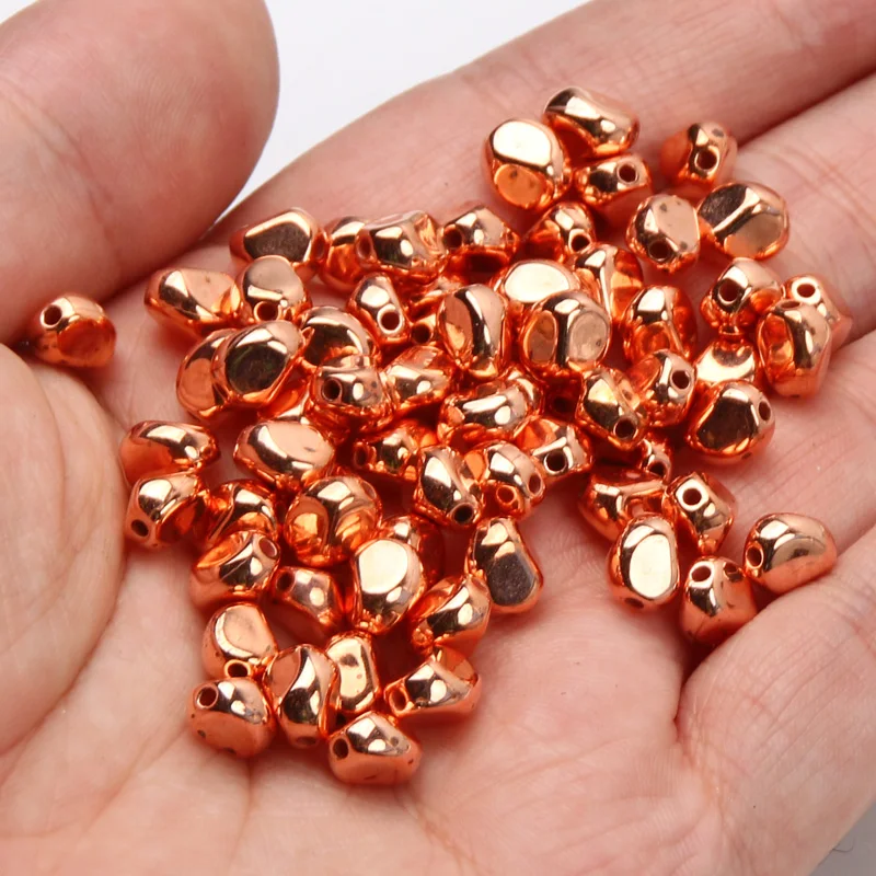 100pcs/Lot 7mm Gold Color Irregular Seed Bracelet Spacer Beads CCB Loose Beads For Jewelry Making DIY Necklace Findings