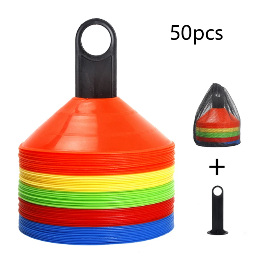 50 قطعة مخاريط لمعدات تدريب كرة القدم، عقبات كرة السلة، حواجز الطريق التايكوندو، مخاريط المرور