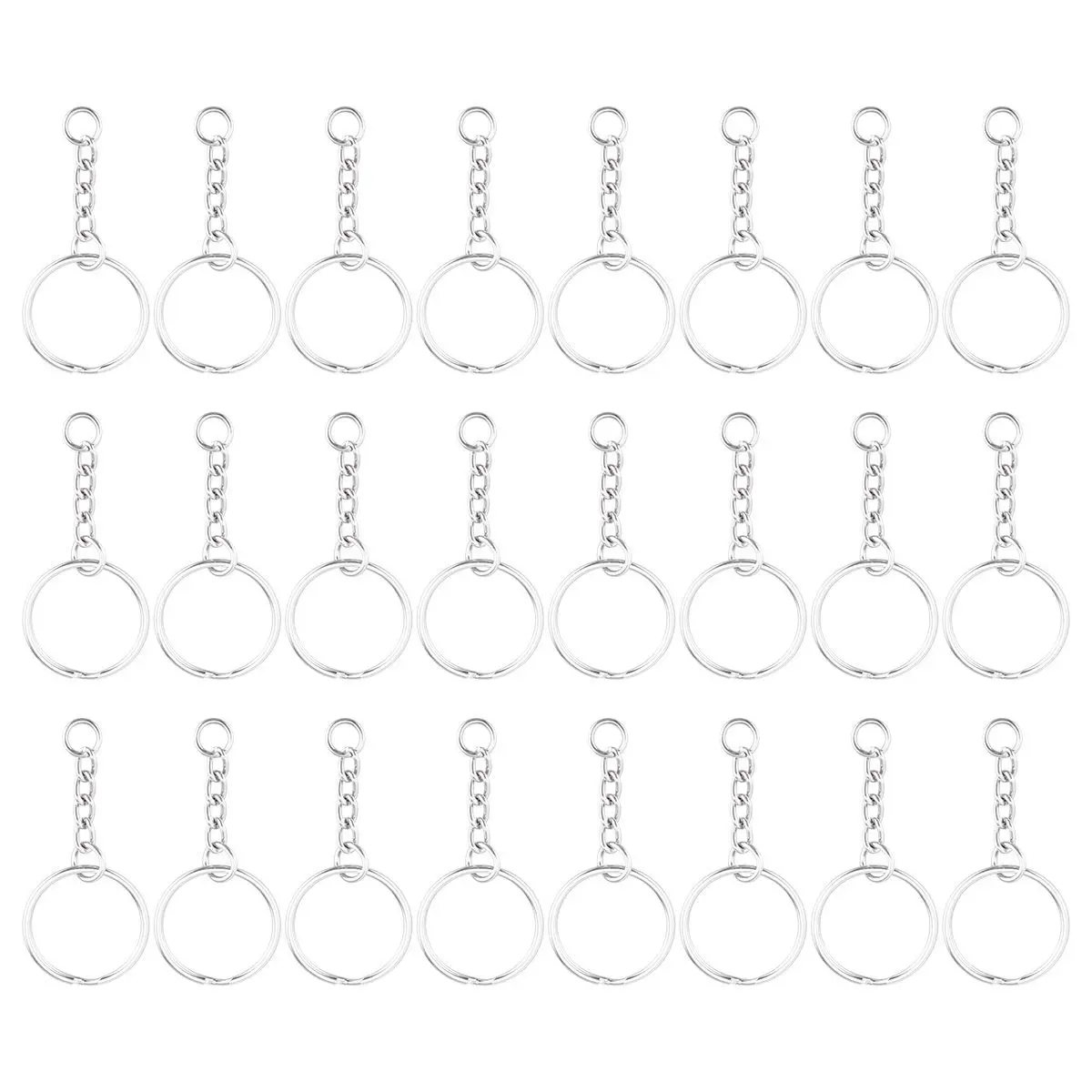 50Pcs Premium Metal Split Key Rings with Chain Nickel Finish Extra Secure Tight Closure Keeps Keys from Slipping Ideal Gift Key