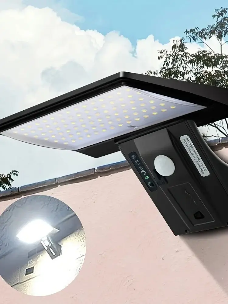 Lumières de sécurité solaires lumières d'inondation solaires extérieures étanches avec capteur de mouvement 4 Modes 90 LED appliques murales pour porche cour jardin