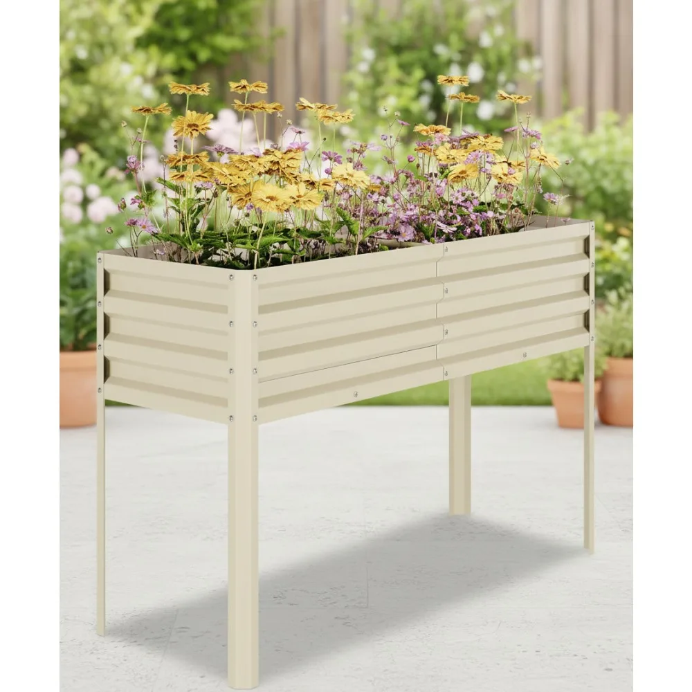 

Large Elevated Metal Garden Bed with Self-Watering System, 50x17x32in Raised Planter Box for Outdoor Vegetables Flowers Herbs