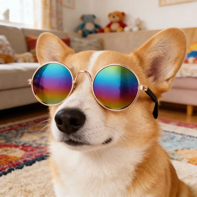 Niedliche Haustier-Sonnenbrille für Katzen und Hunde, UV-Schutzbrille für kleine Welpen, Puppen-Cosplay-Fotorequisiten, modische Outdoor-Haustierbrille – Detail 3