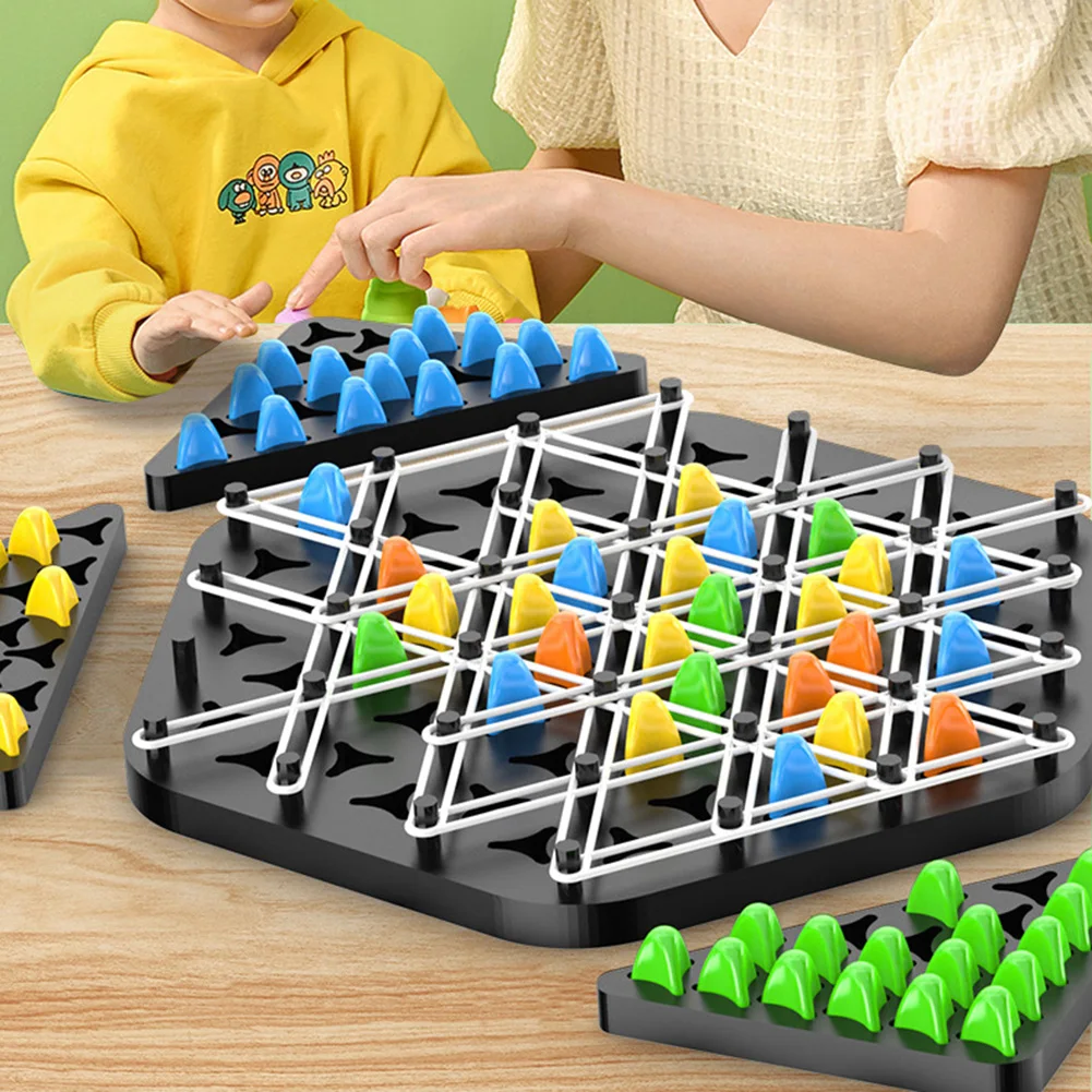 Chain Triangle Chess Game Triggle Rubber Band Game Educational Interactive Game Battle Set for Kids and Adults Family Party Gift