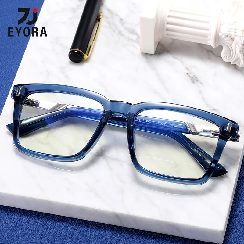 

EYORA Currents TR90 Square Frame Reading Glasses Myopia Eyewear Hyperopia Anti Blue Light Progressive Photochromic Eyewear Lens