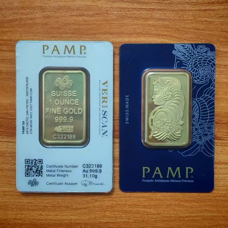 NONE 1~10 Stück Argor Heraeus 1oz Goldbarren 24K vergoldetes Messing Goldbarren mit unabhängigen Seriennummern Goldbarren-Kollektion 8