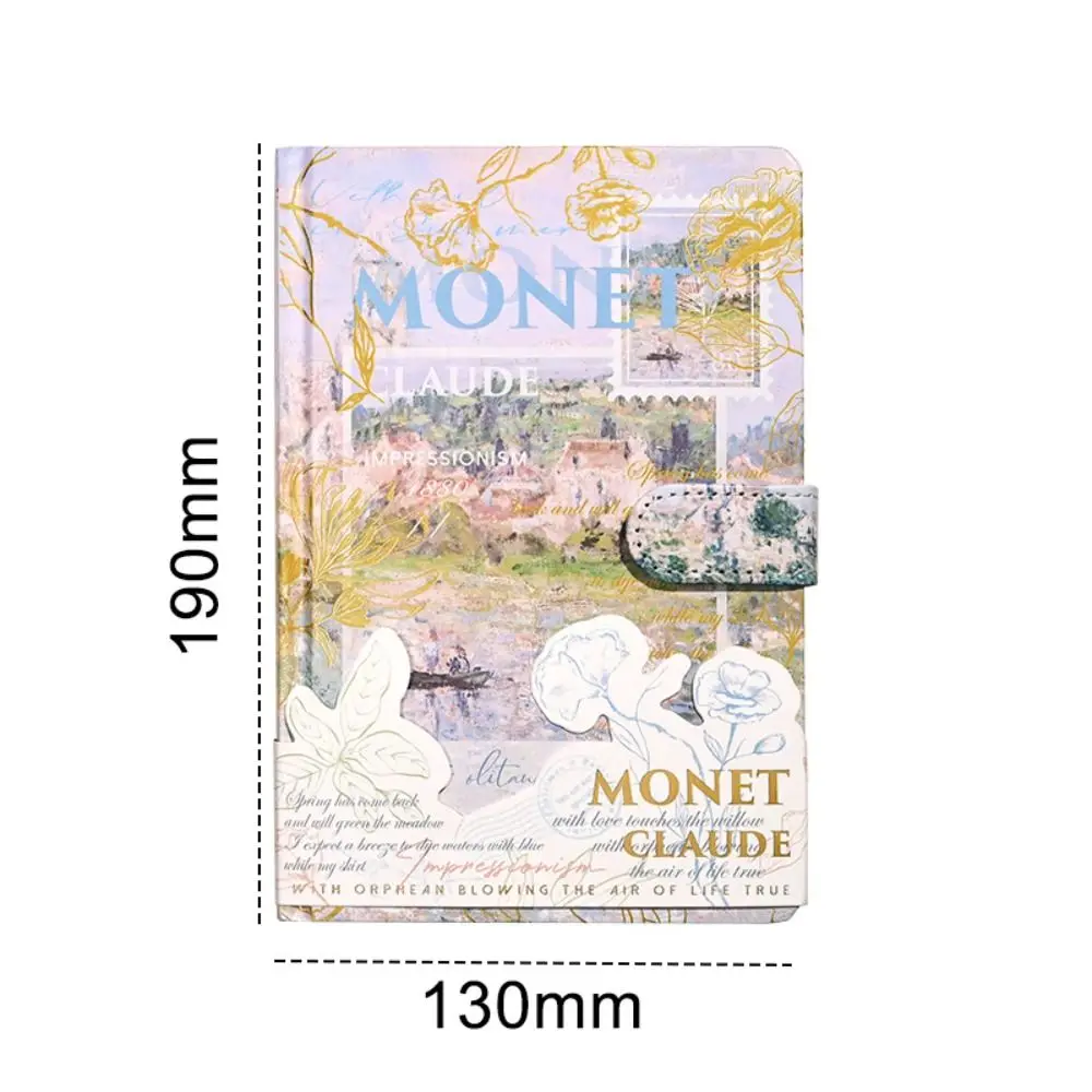 لوحة زيتية فنية جميلة مقاس A5، صفحة عنوان دفتر الملاحظات، دفتر ملاحظات جمالي، زر مغناطيسي، كتيب اللوازم المكتبية