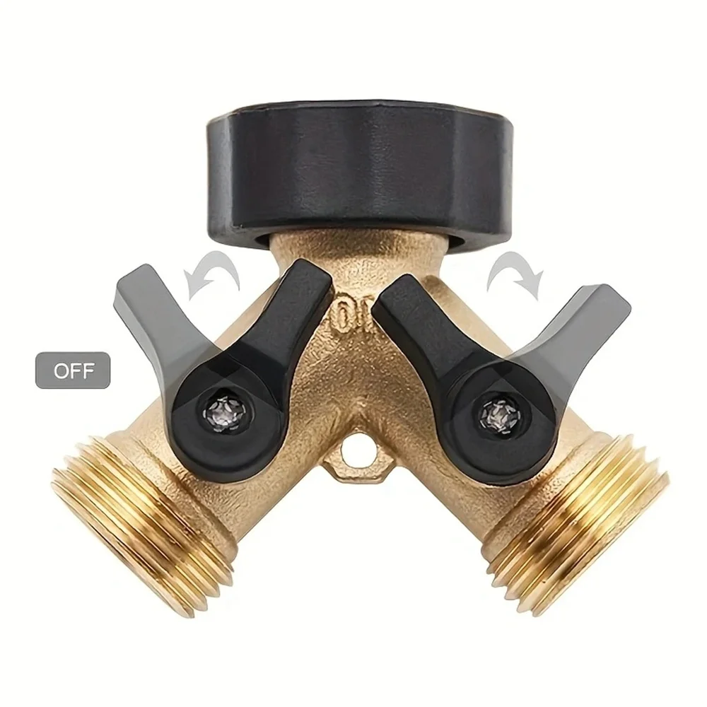 NEUER 3/4 Zoll 2-Wege-Messing-Gartenschlauchverteiler Y-Typ Wasserhahn-Verbindungsstück für Außenwasserhähne GOUN HOSE