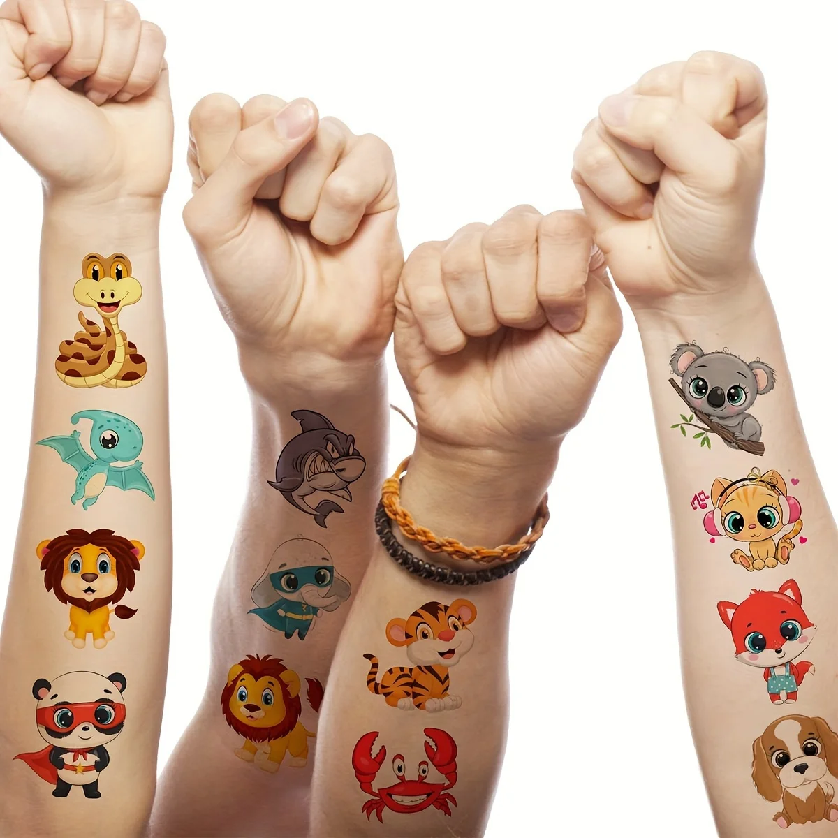 50 PCS 3D Cute Animals Temporary TattoosTattoos Party Favors Sets