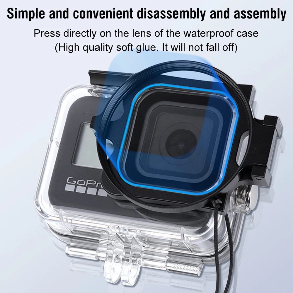 16X Macro HD Filter for GoPro 11 10 9 8 Black Waterproof Case Diving Red Purple Filter + Lens Cap + 58mm Adapter Ring