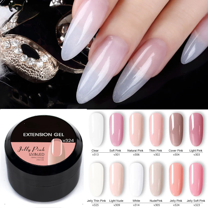 

Poly Nail Gel 12 Color Camouflage Color UV LED Nail Polish Extension Gel Nail Self Leveling Jelly Manicure 15ml