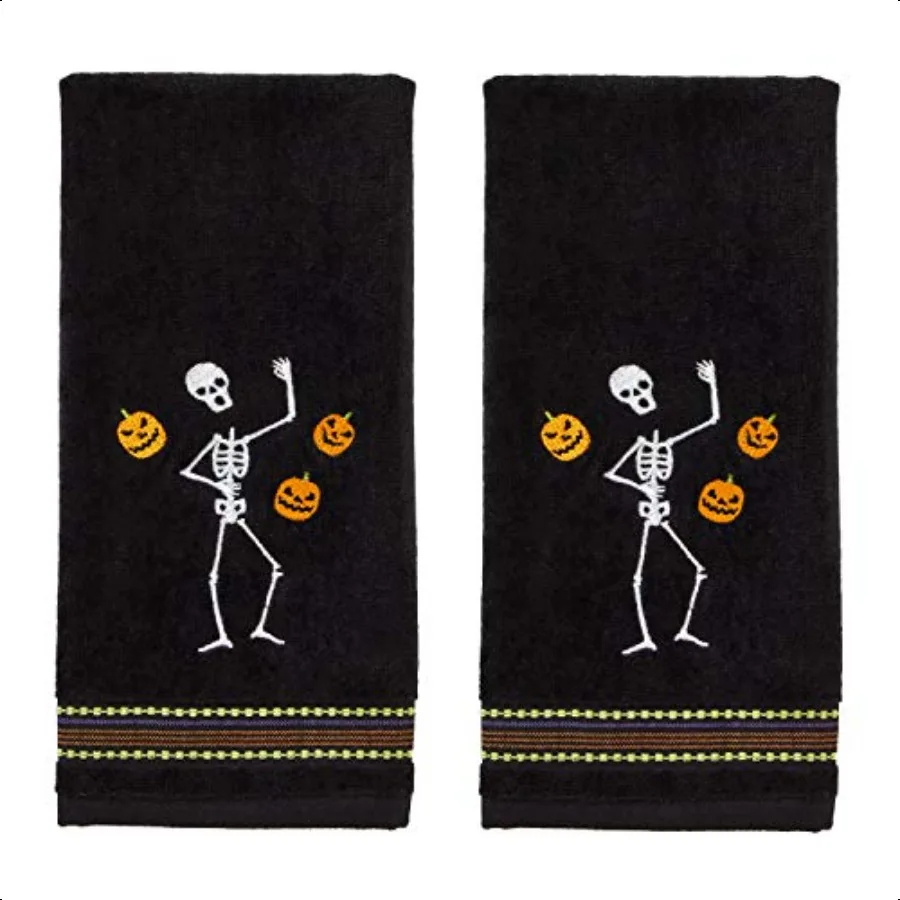 

Halloween Jling Skeleton Hand Towel Set for Bath Kitchen Bar Gift 2 Count