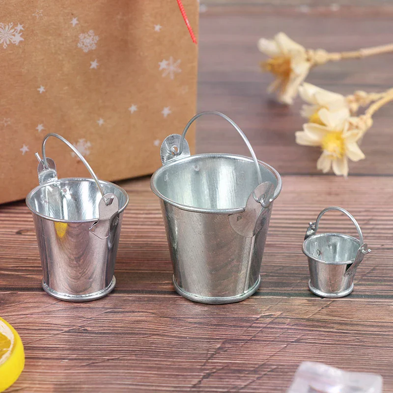 1 قطعة 1:12 دمية مصغرة دلو معدني نموذج أثاث المطبخ الصغير اكسسوارات ل بيت الدمية ديكور الاطفال اللعب اللعب الهدايا