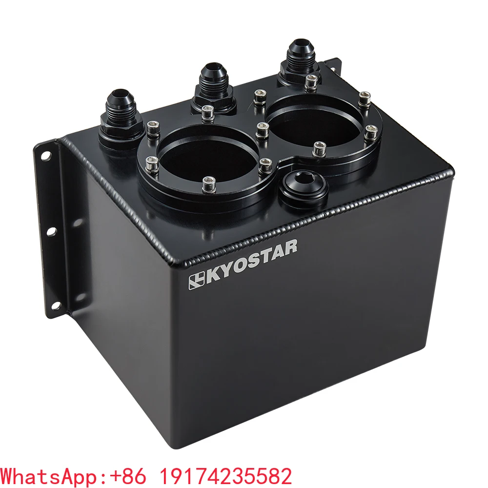 Universal 3L Aluminum High Flow Dual Fuel Surge Tank with Fuel Rail for 044 Fuel Pump