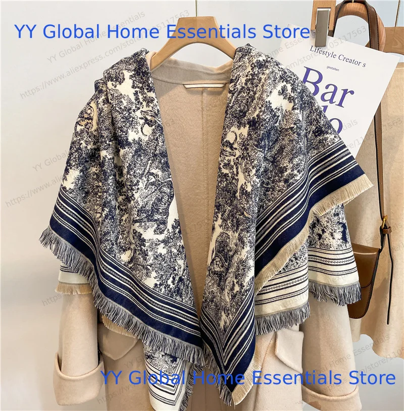 

Luxury Scarf Women Cashmere Blend Bufanda Pashmina Print Scarves Classical Tassel Shawl and Wraps Winter Warm Echarpes