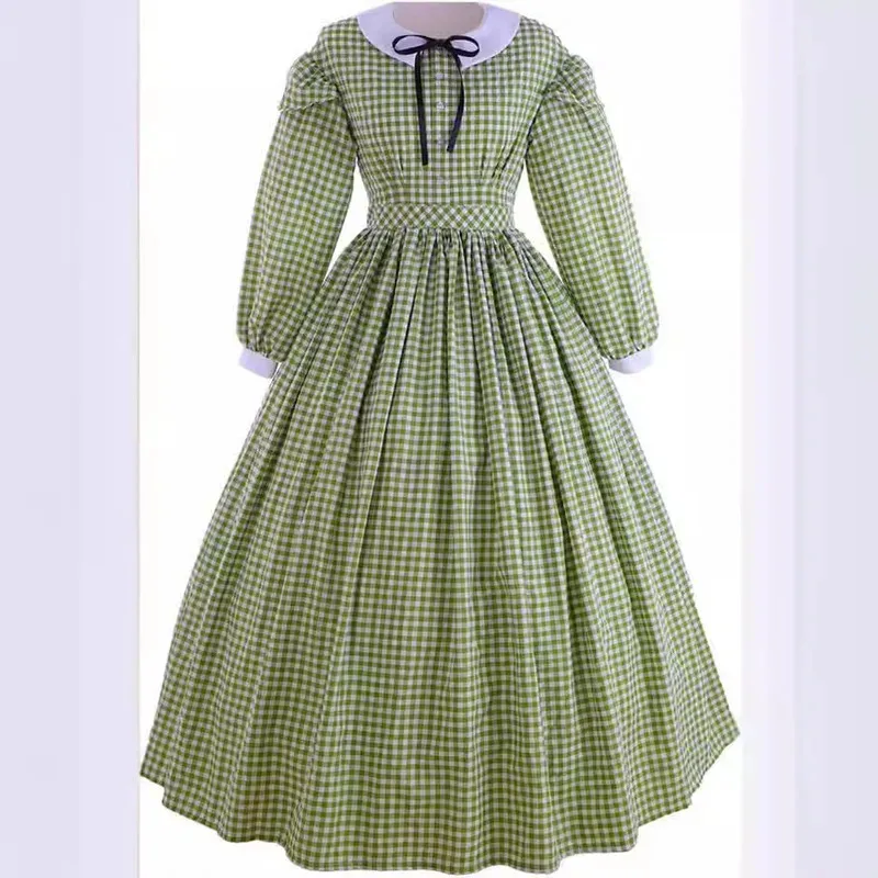 

Женское клетчатое платье времен Гражданской войны, костюм для косплея, бальное платье Викторианского Диккенса