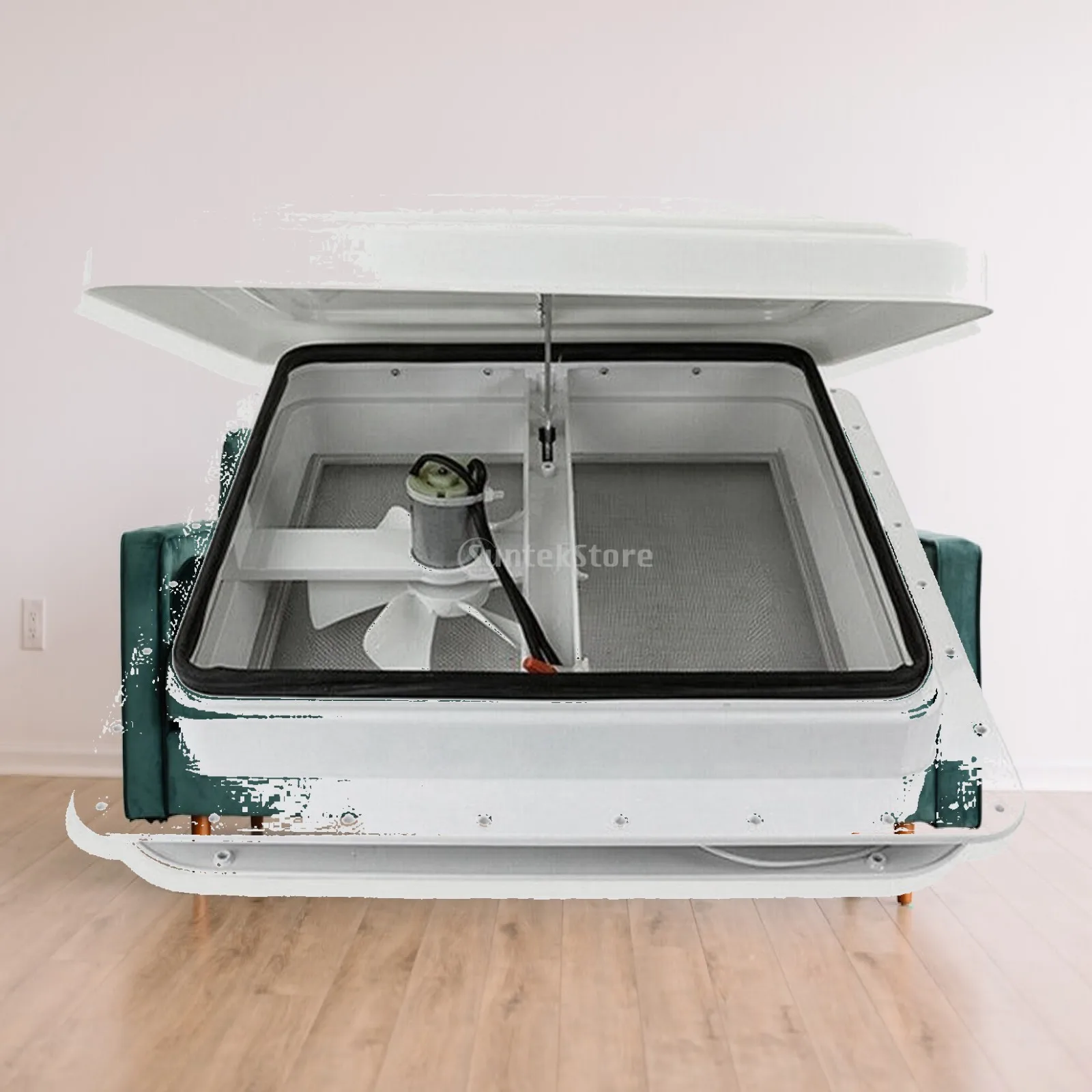 RV Ventilation Base with 12V Fan and Weather Resistant Seal for 14 Inch Camper Trailer Roof Opening