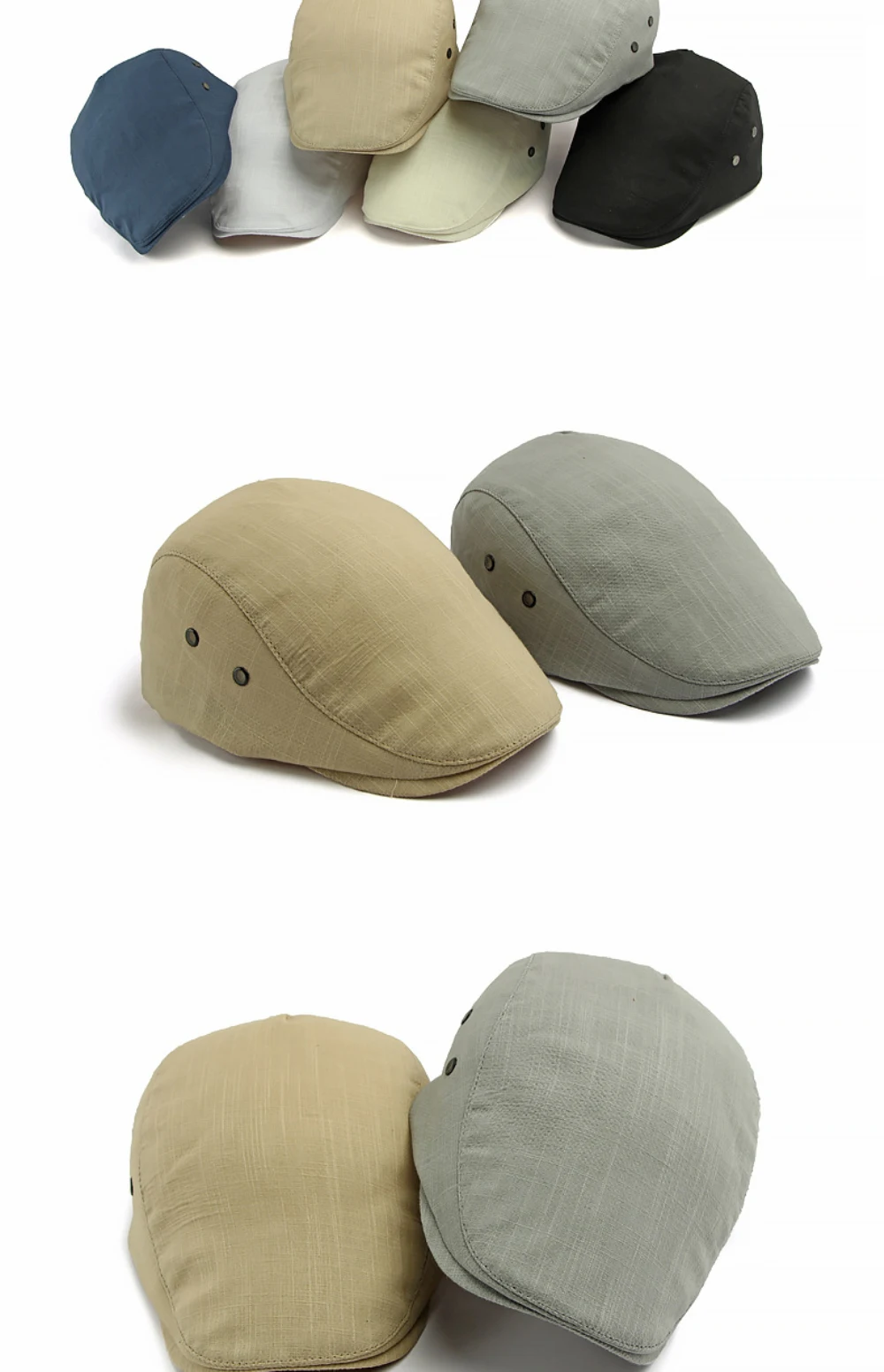 HT5116 Baskenmützen Frühling Sommer Kappen für Herren Damen Unisex Künstlerhut Atmungsaktive Leinen-Flachmütze Verstellbare Baskenmütze – Detail 2