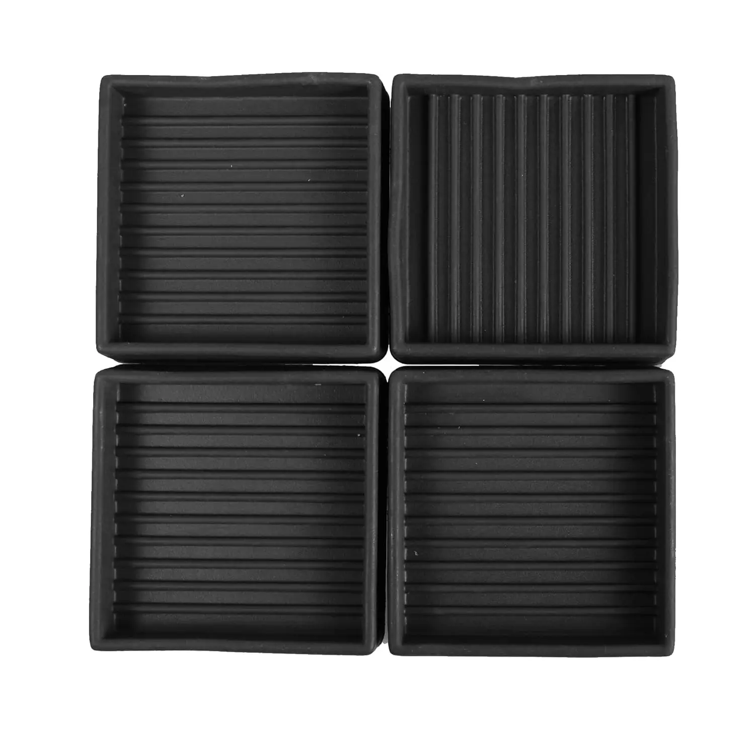 

4 Pcs 2x2 Square Rubber Furniture Caster Cups, Non Slip Furniture Pads Bed Stopper Floor Protectors with Grip (Black)