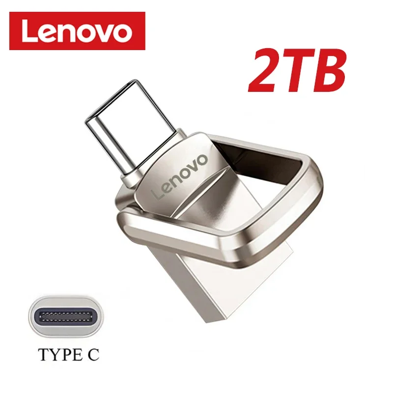 Lenovo 2TB 3.0 USB Flash Drive Metal High-Speed Pen Drive 1TB 512GB Waterproof Type-C Usb PenDrive For Computer Storage Devices