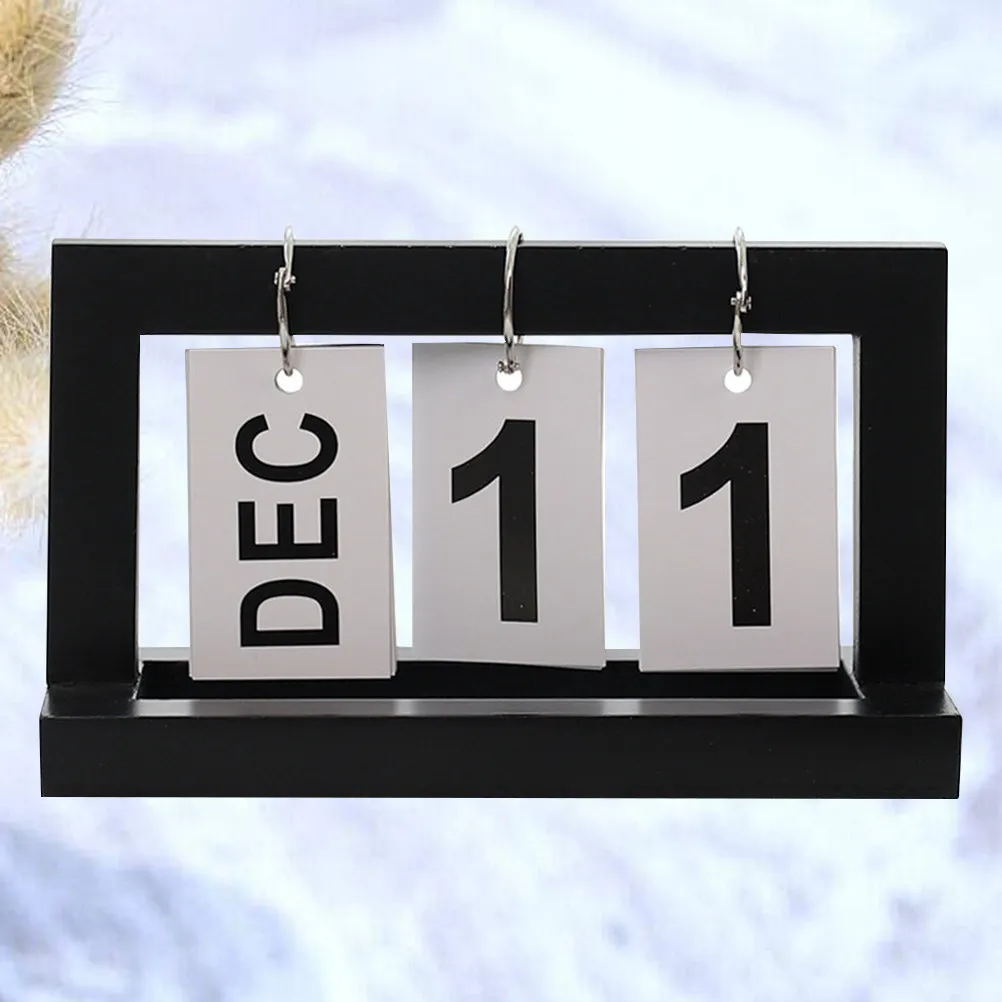 Calendrier de bureau créatif en bois à pages tournantes pour la décoration de la maison et du bureau avec support en bois stable, style moderne et minimaliste