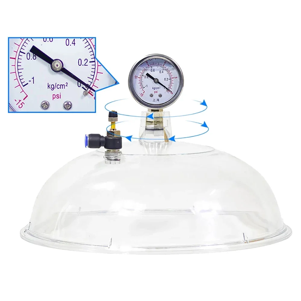 250MM Polycarbonate Plastic Vacuum Dryer Laboratory Dryer Transparent Vacuum Drying Kettle Double Valve With Pressure Gauge