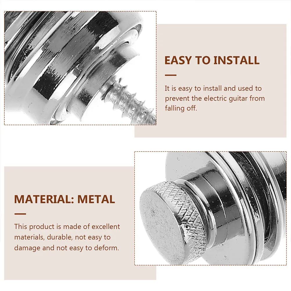 

2 Pcs Guitar Strap Buckle Button Lock Metal Buttons Holder Locking Nut Alloy System