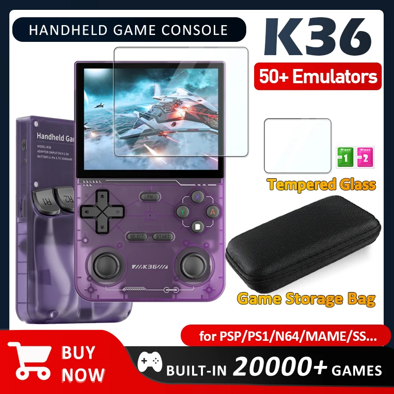 ريترو لعبة وحدة تحكم بجهاز لعب محمول K36 20000 ألعاب 50 + المحاكيات لعبة فيديو محمولة ل PS1/PSP/N64/SS لعبة الجيب عصا تحكم مزدوجة