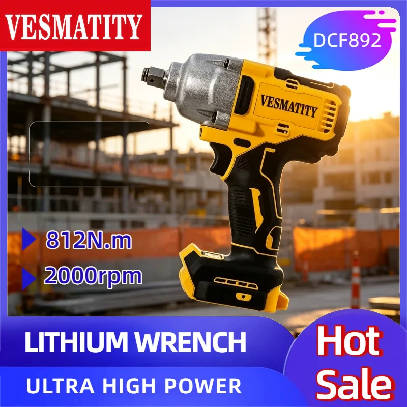 vesmatity-dcf892-812nm-2000rpm-1-2''-cordless-impact-wrench-high-torque-stepless-speed-electric-tool-for-dewalt-battery
