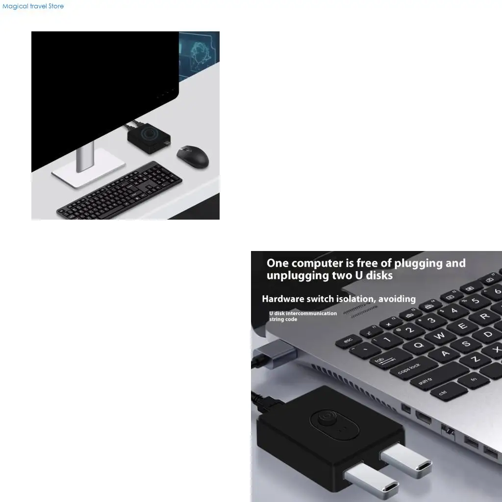 N2UB USB2.0 Switcher Selector Bi-Directional USB Switcher 2 in 1 Out /1 in 2 Out Switcher for 2 Computer Share Keyboards