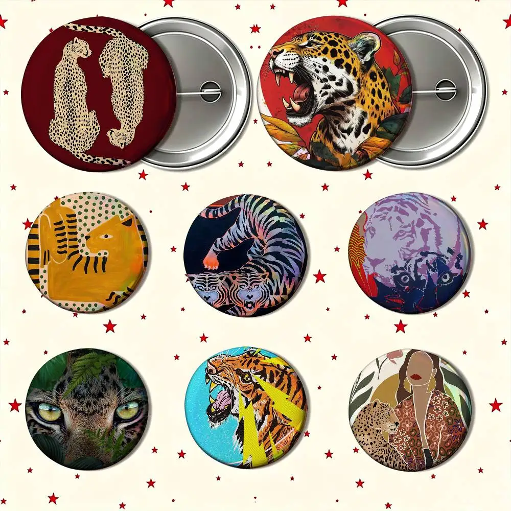 Egypt Colorful Abstract Tiger And Leopard Custom Enamel Pin Badges 25mm 32mm 44mm 58mm Backpack Hat Decor Toys Gifts