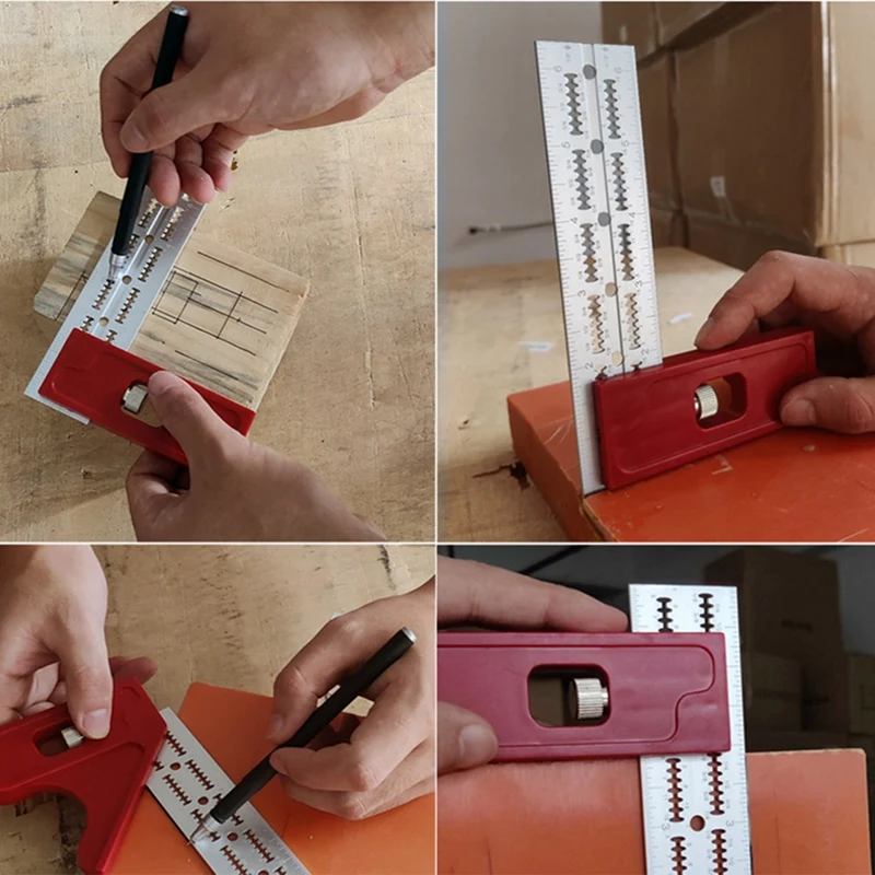 Woodworking Aluminum Alloy Combination Calipers Woodworking Line Marking Adjustable Ruler Precision Hardware Tools Durable