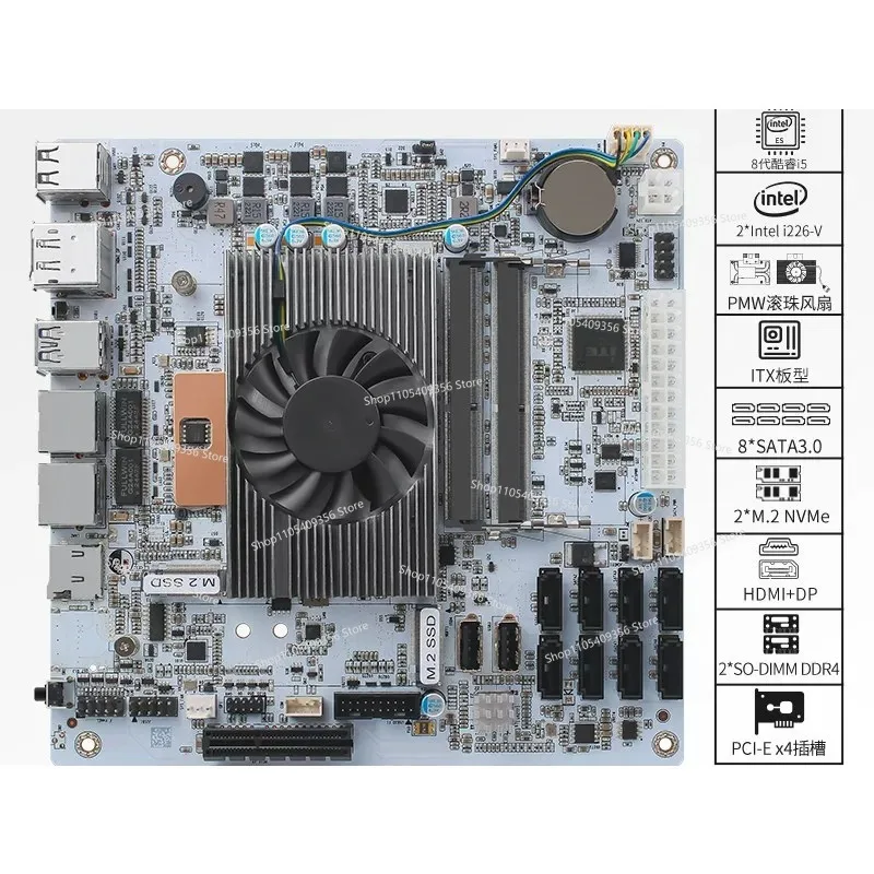 I5-8265U DDR4 Unraided 8-bit ITX NAS Main Board