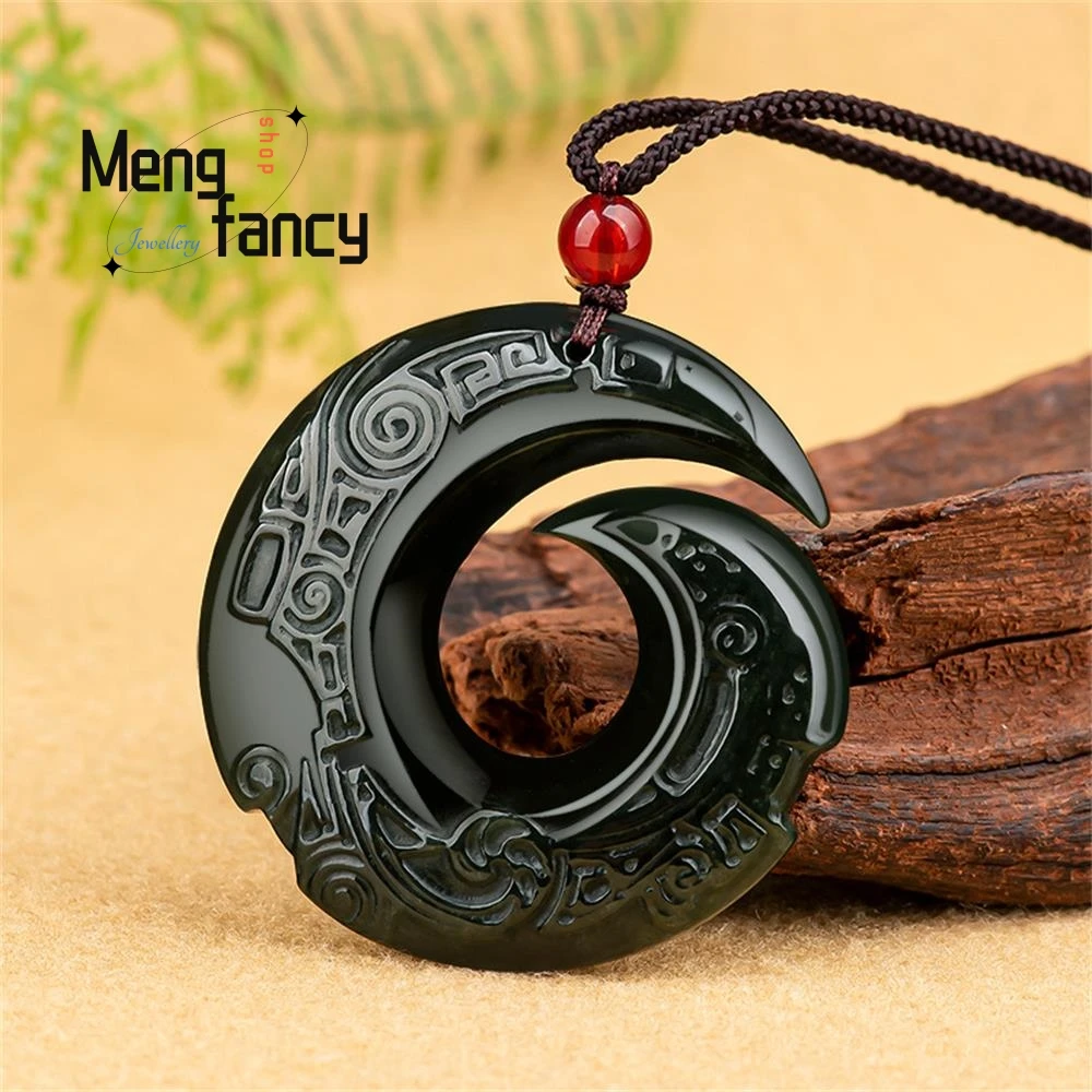 Natural Hetian Green Jade Turn The Tide Pendant Retro Charms Fashion Men Women Amulet Mascots Fine Jewelry Luxury Holiday Gifts