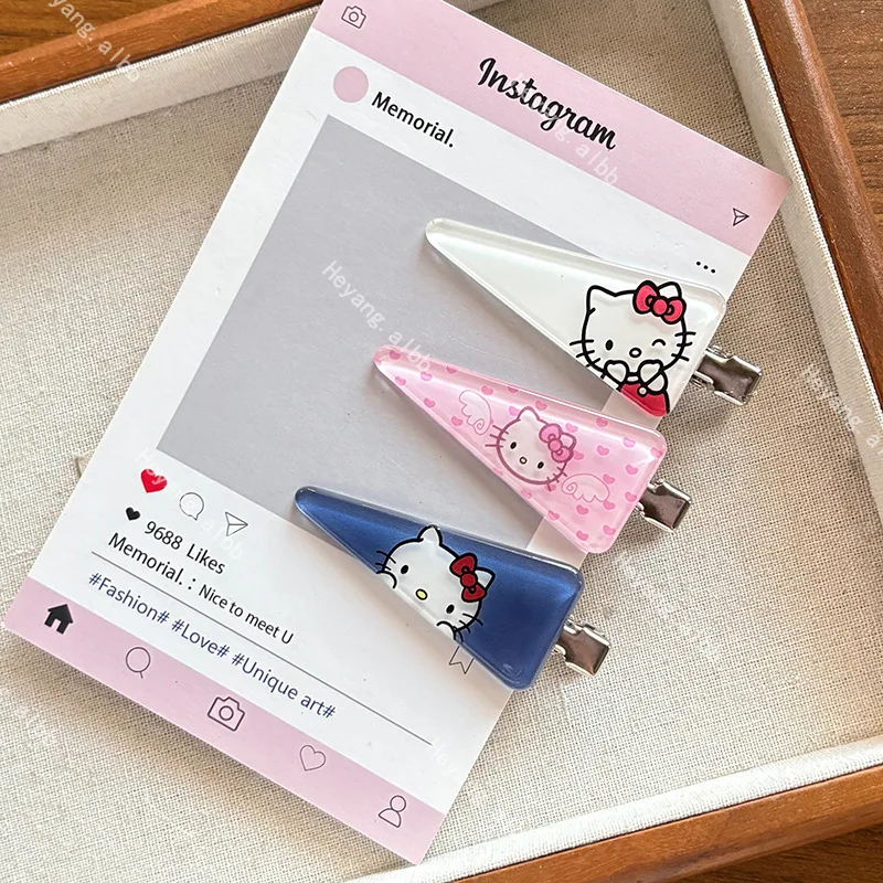 

5pcs Hello Kitty Hairpin Cute Anime Triangle Women Accessories Bang Side Hair Accessories Desktop Ornaments Girl Gift Wholesale