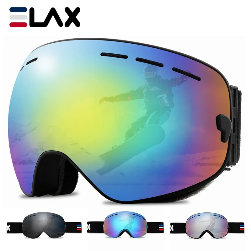 ELAX Brand UV400 Double Layers Anti-fog Ski Goggles Men Women Outdoor Sport Snow Glasses Snowboard Mask Snowmobile Eyewear