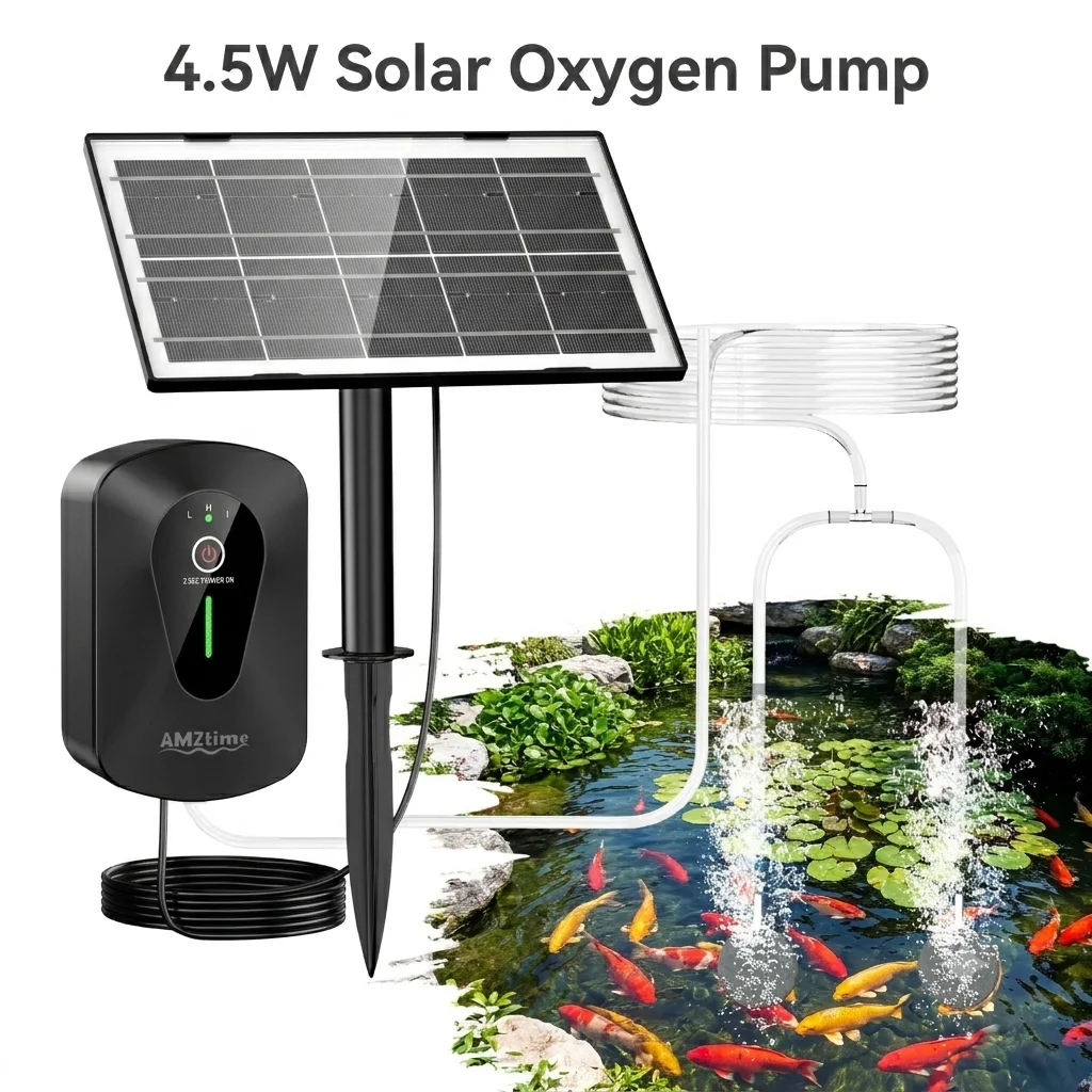 Aquarium Fish In Pond - 4.5W Solar Pond Aerator, Low Noise