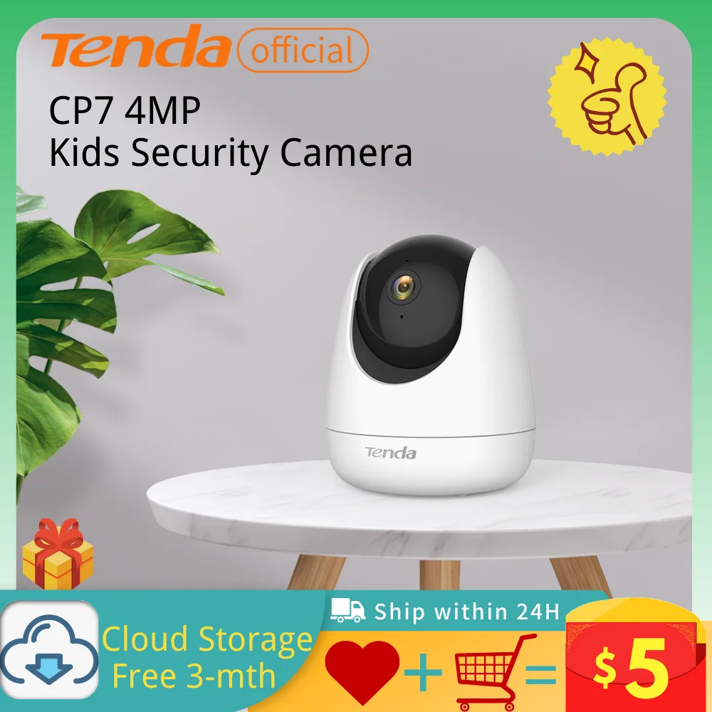 

Tenda CP7 IP Camera WiFi 4MP Smart Home Indoor Wireless Surveillance Camera Automatic Tracking Home Security Baby Pet Monitor