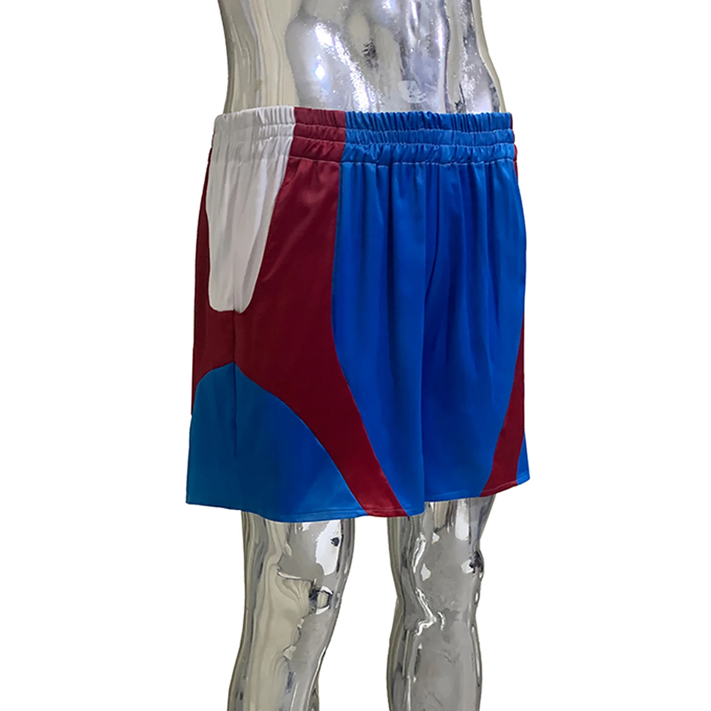 American Style Color Block Satin Fourths Shorts Men's Casual Summer Trendy High-End Feeling Cool Handsome Loose Fit Elastic W...