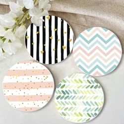 Round Absorbent Ceramic Stone Coasters Set with Cork Base Marble Tabletop Protectio Coaster Decor for Table Housewarming Gift