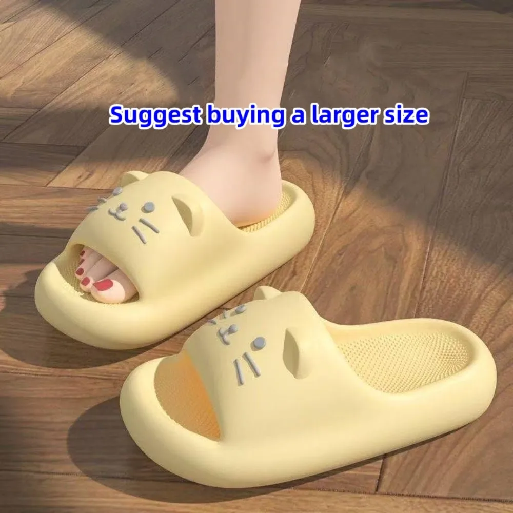 

High Quality Cartoon Cat Women's Slippers Indoor Soft Bathroom Slippers Anti-Slip Couple Sandals Home Use