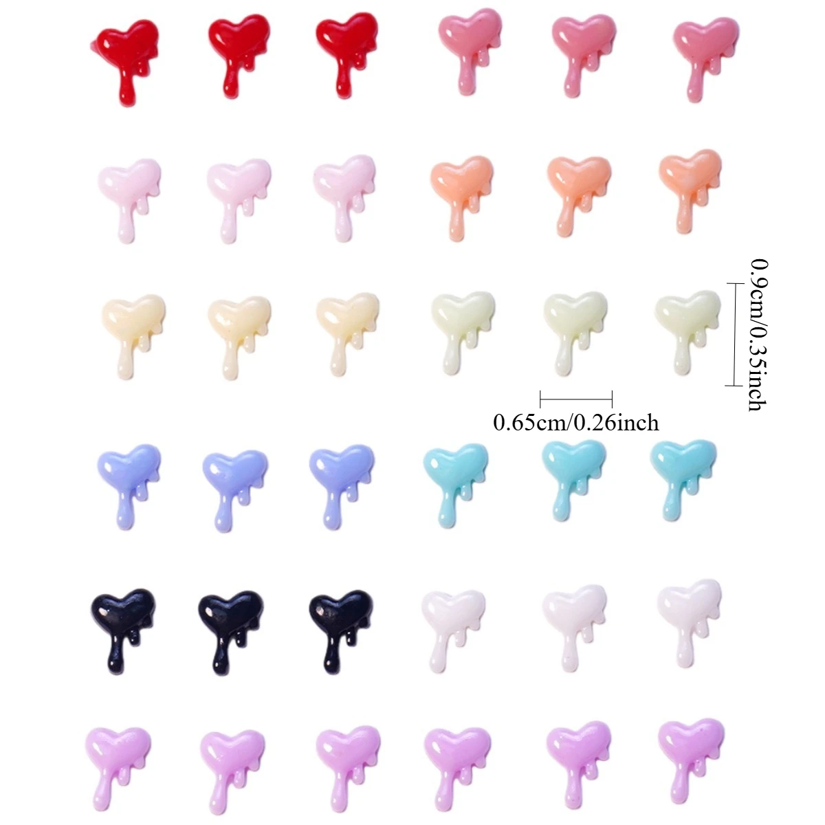 30/50/100Pcs 6.5*9mm Heart Shaped 3D DIY Nail Art Accessories Mobile Phone Case Decorations Photo Frame Craft Supplies