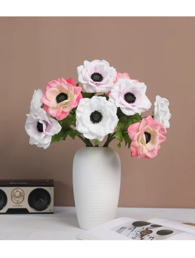 Hochzeit rosa künstliche Anemonen hochwertige gefälschte Blumen Gartendekoration Simulation Anemone Real Touch Blumenpflanze – Detail 7