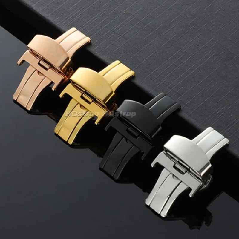 Stainless Steel Butterfly Watch Buckle 10mm 12mm 14mm 16mm 18mm 20mm 22mm Metal Button Folding Deployment Clasp Accessories