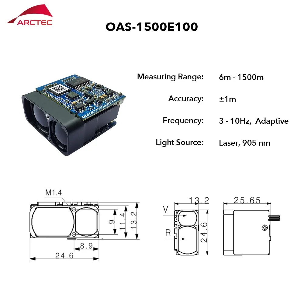 2026 High Precision 1500m Fast Response Laser Distance Module Long-range Sensor for Testing Device