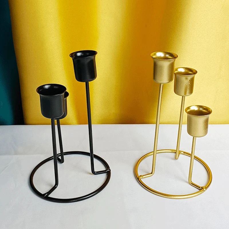 Modern 3/4-Headed Candlestick Minimalism Metal Taper Candle Holders Wedding Decoration Candelabra Dining Table Home Decor