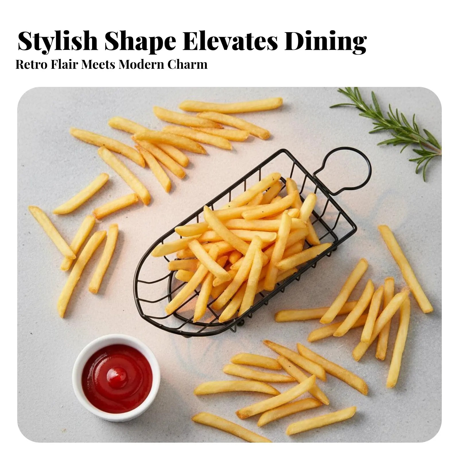 Cesta para freír con forma de barco, soporte de exhibición de patatas fritas de grado alimenticio, estante para pollo frito, cesta de metal fácil de limpiar para aperitivos